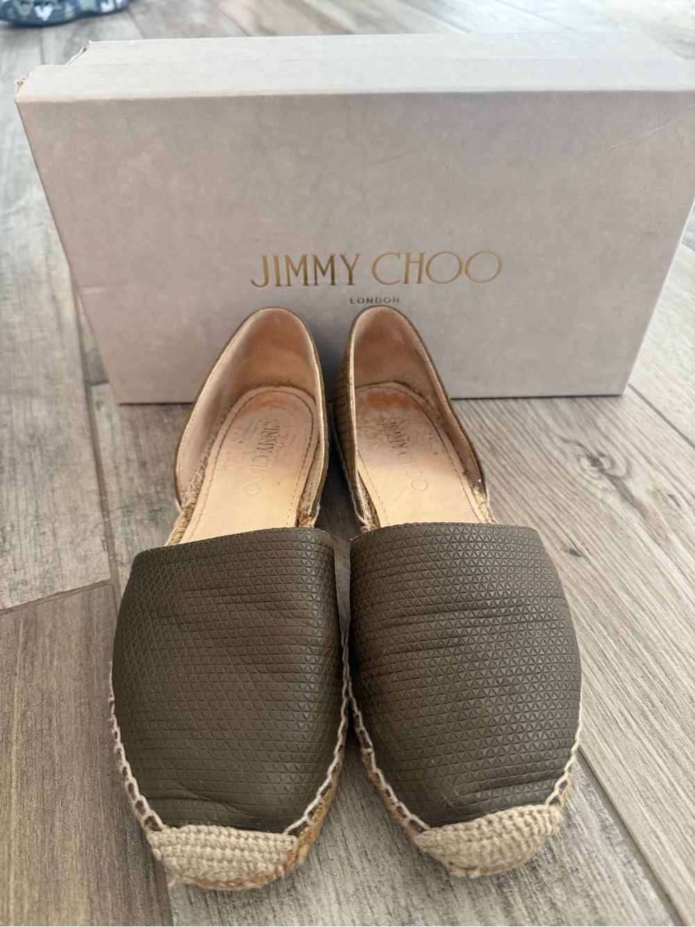 Jimmy Choo Olive Green Espadrille Flats